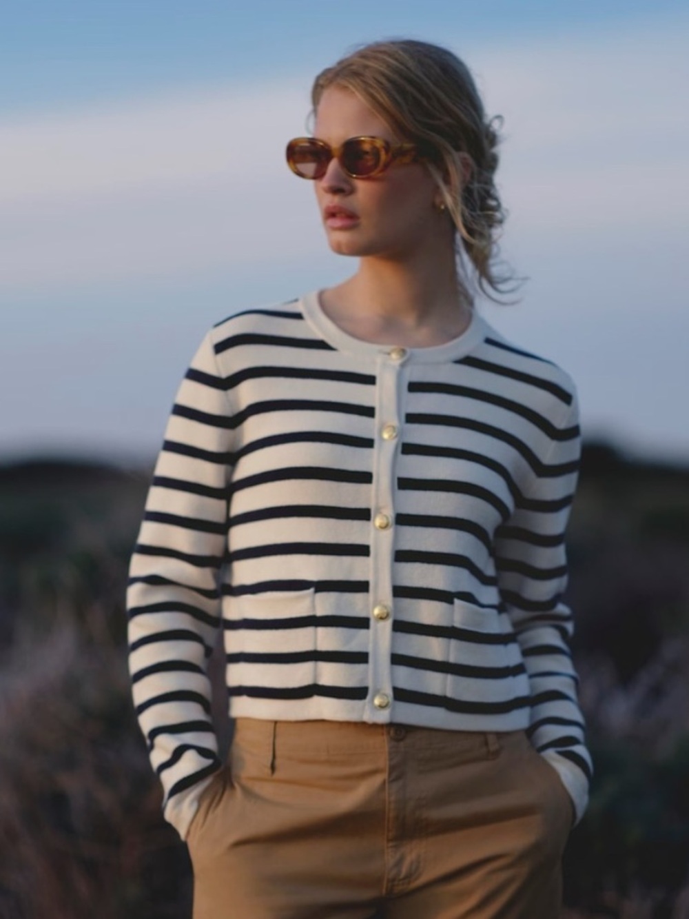 J.Crew Emilie sweater lady jacket in stripe Size XS Chic Preppy 90s Nautical